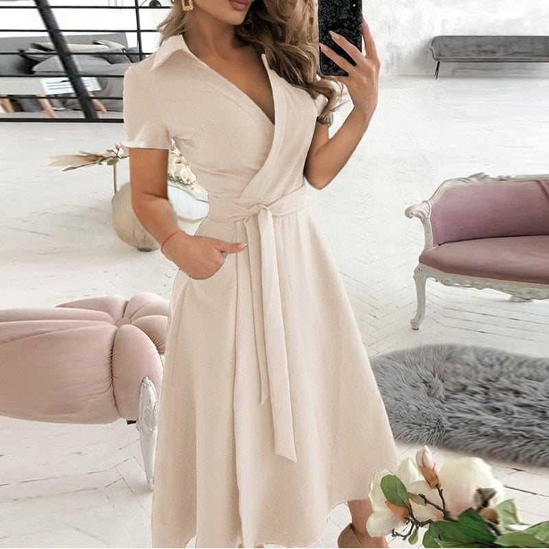 Belted crossover dress