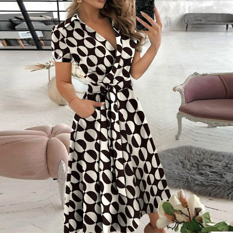 Belted crossover dress