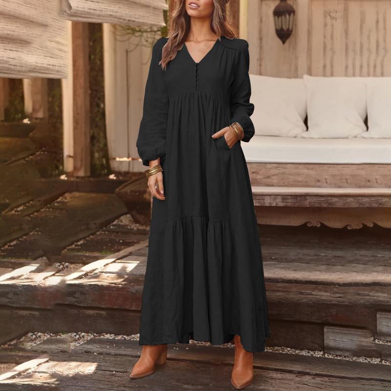 Long-sleeve bohemian tunic maxi dress