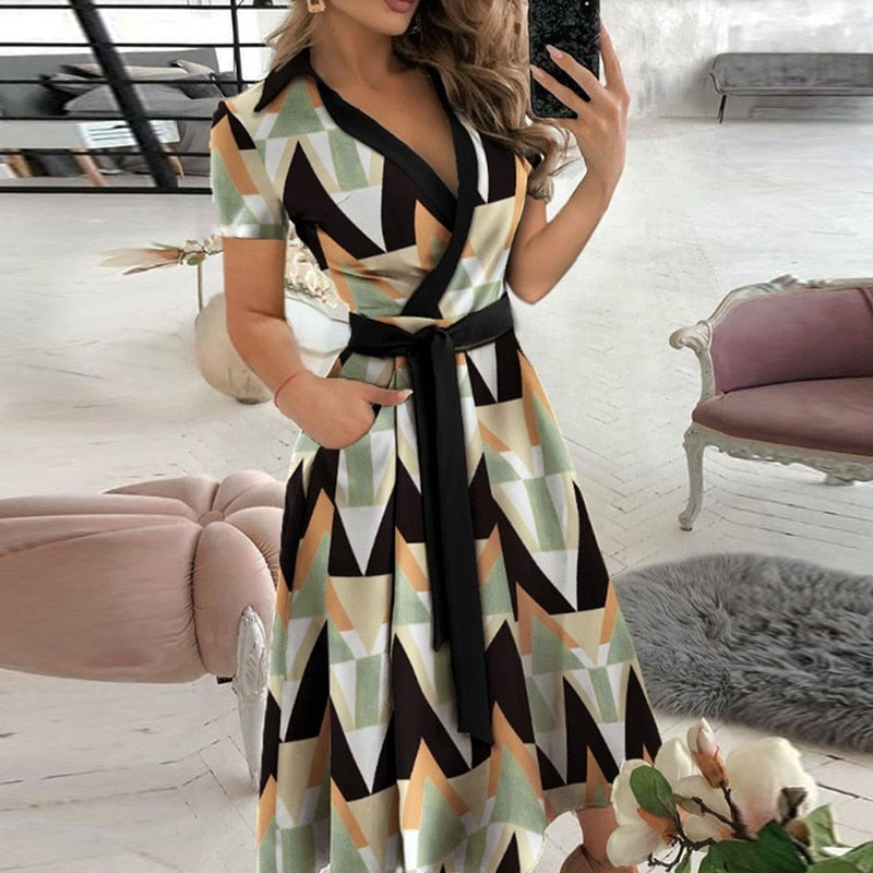 Belted crossover dress