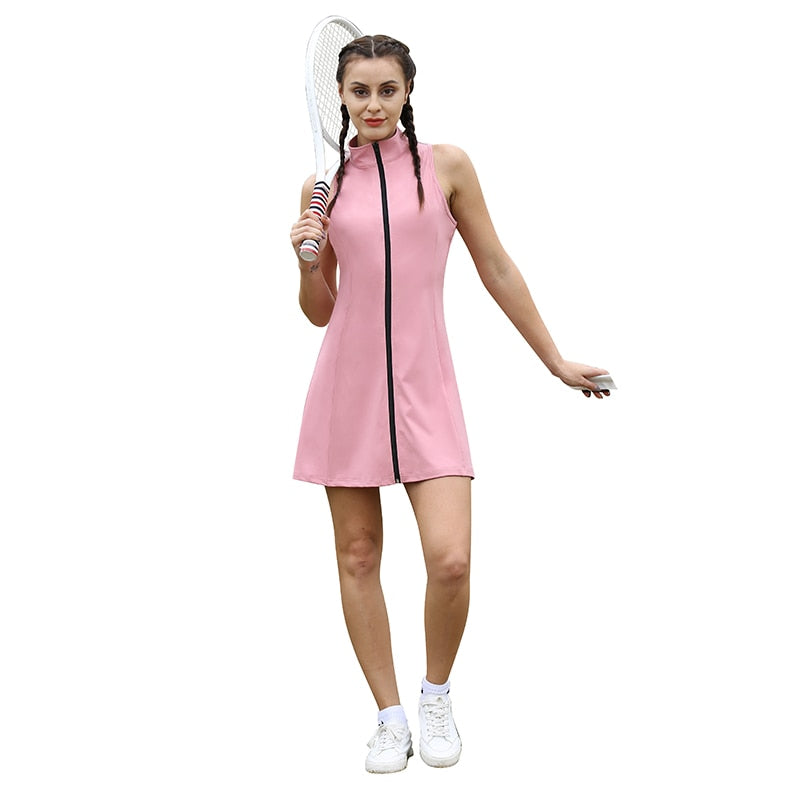 CUGOAO Fashion Tennis Dress Suit with Zipper Women Outdoor Sports Fitness Running Clothes Training Suits Tennis Dress Women