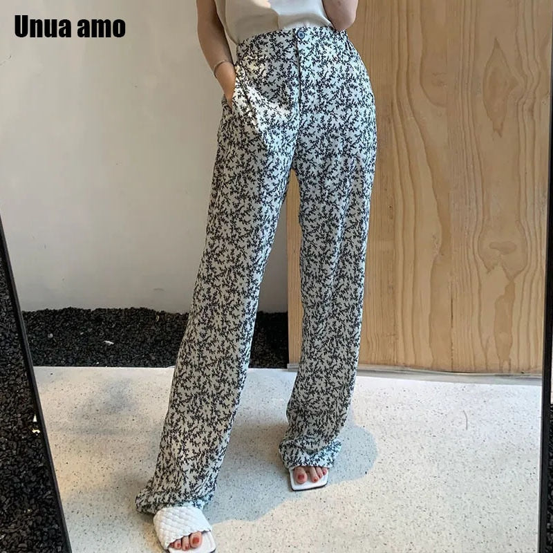 High-waist wide leg geometric print trousers