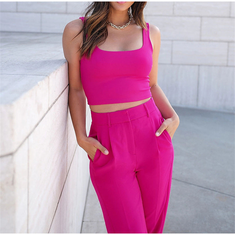 2-piece cropped tank and trousers set