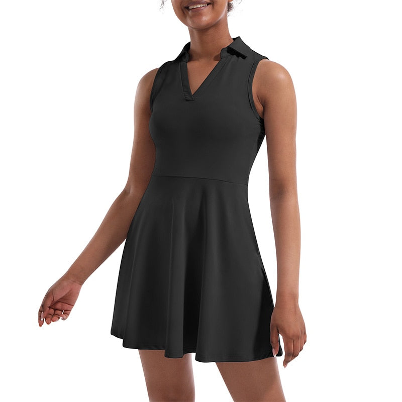 Sleeveless Mini Tennis/Golf Dress with Shorts