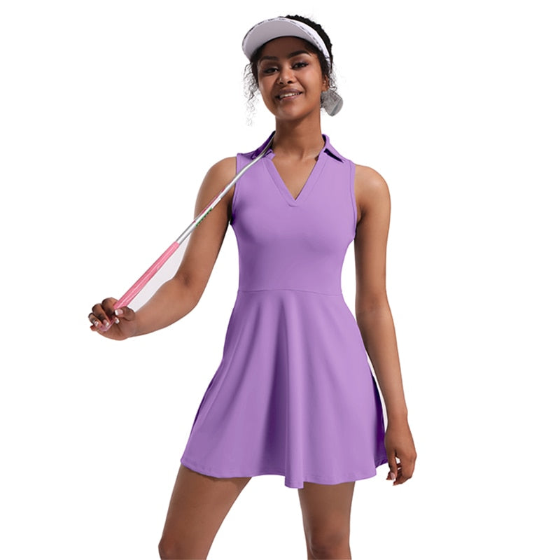 Sleeveless Mini Tennis/Golf Dress with Shorts