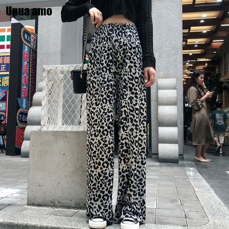 High-waist wide leg geometric print trousers