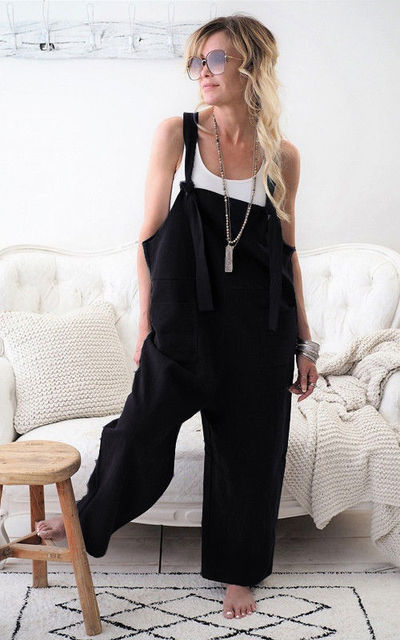 Loose cotton linen overalls  jumpsuit