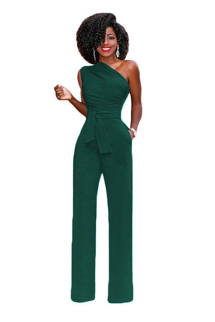 One-shoulder wide-leg jumpsuit