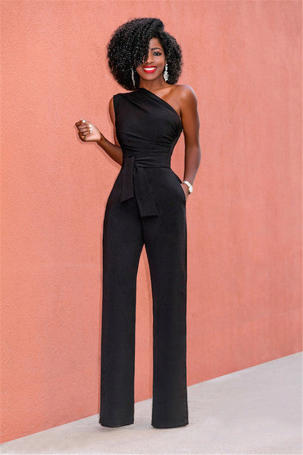 One-shoulder wide-leg jumpsuit