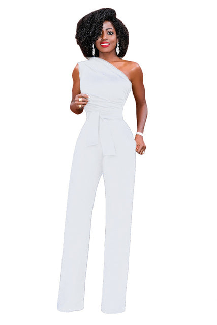 One-shoulder wide-leg jumpsuit