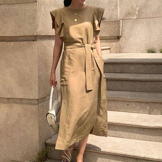 VONDA Sexy Sleeveless Summer Dress Sexy Ruffle Maxi Long Dress With Belt 2022 Women Bohemian Sundress Party Vestido Autumn Robe