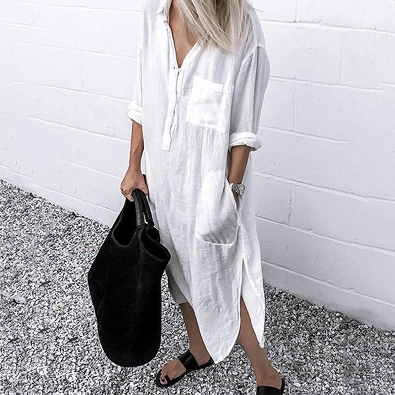 Long button up shirt dress