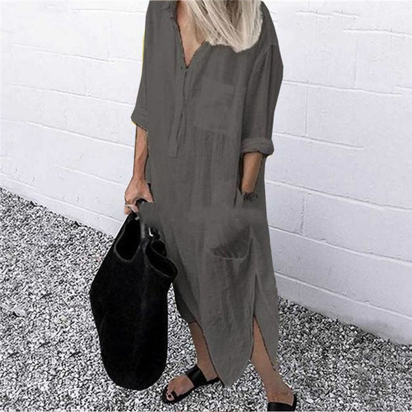 Long button up shirt dress