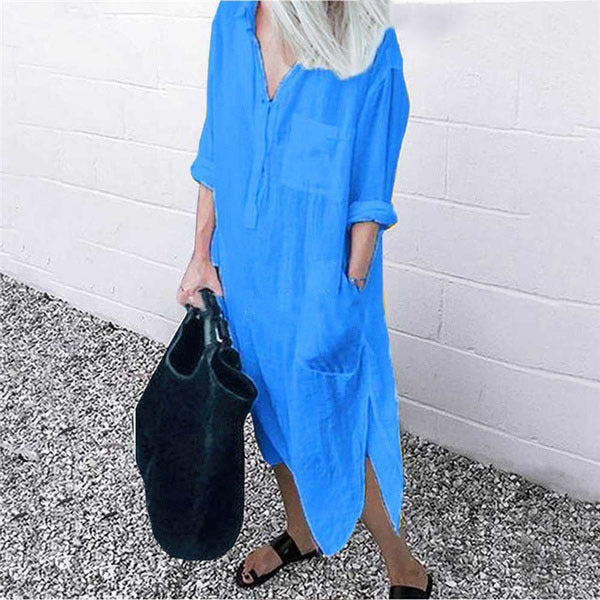 Long button up shirt dress