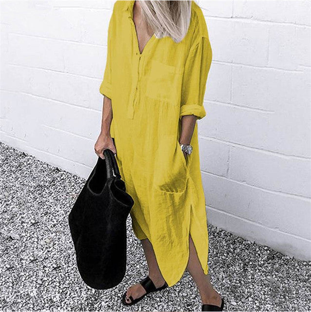 Long button up shirt dress