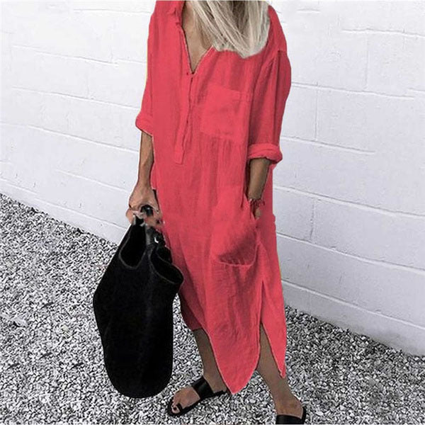 Long button up shirt dress