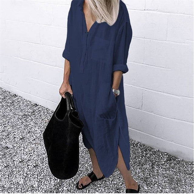 Long button up shirt dress