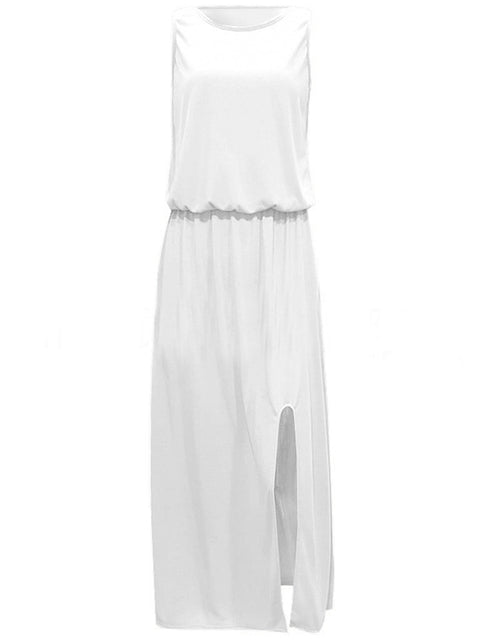 Sleeveless maxi dress with side slit